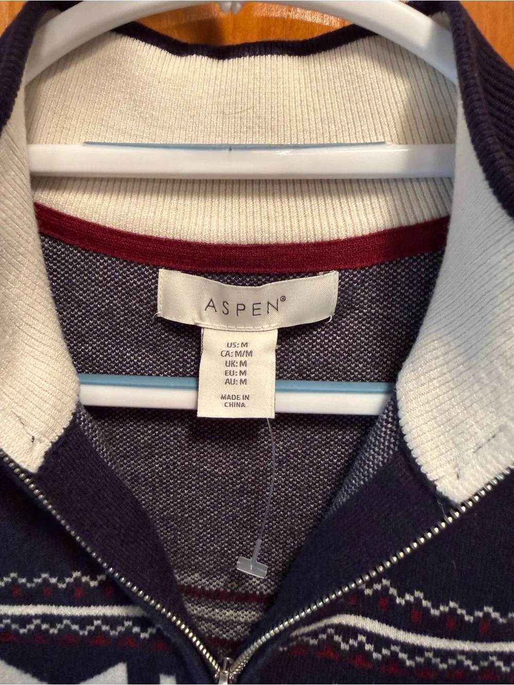 Aspen Men’s Navy Fair Isle Half-Zip Pullover Sweater